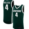Theryn Hallock Jersey #4 Michigan State Spartans NIL Basketball Green 5 Theryn Hallock Jersey #4 Michigan State Spartans NIL Basketball Green
