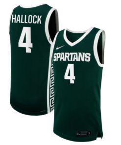 Theryn Hallock Jersey #4 Michigan State Spartans NIL Basketball Green