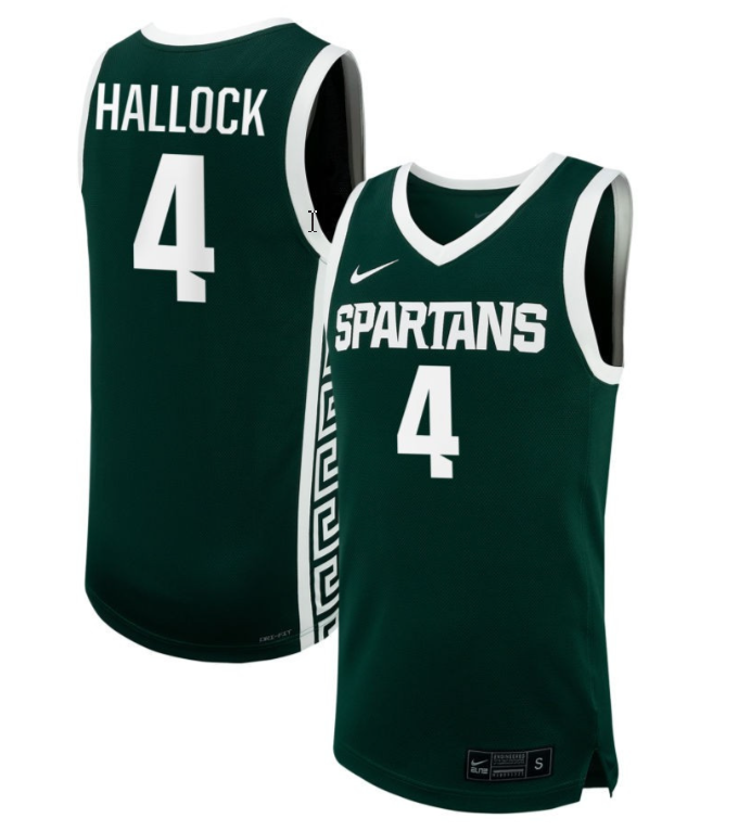 Theryn Hallock Jersey #4 Michigan State Spartans NIL Basketball Green 1 Theryn Hallock Jersey #4 Michigan State Spartans NIL Basketball Green