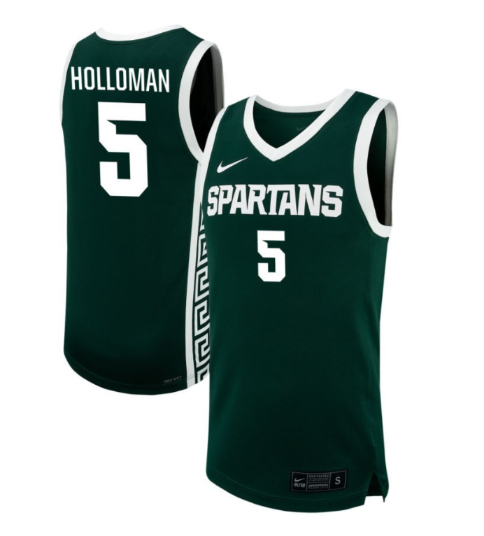Tre Holloman Jersey #5 Michigan State Spartans NIL Basketball Green 1 Tre Holloman Jersey #5 Michigan State Spartans NIL Basketball Green