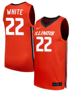 Tre White Jersey #22 Illinois Fighting Illini NIL Basketball Orange