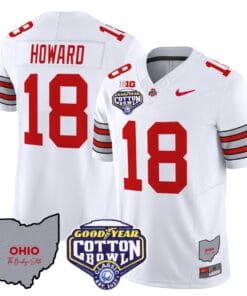 Alternative view of Will Howard Jersey #18 Ohio State Buckeyes Cotton Bowl Patch Football All Stitched