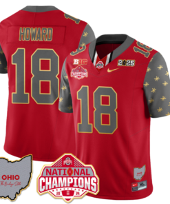 Alternative view of Will Howard Jersey #18 Ohio State National Champions 2025 Patch Football All Stitched