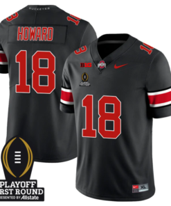 Alternative view of Will Howard Jersey #18 Ohio State Buckeyes Playoff First Round Patch Football All Stitched