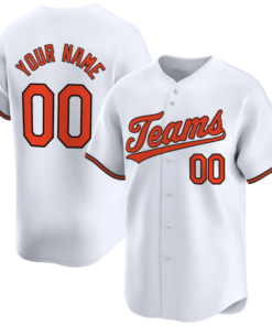 White Orange Custom Baseball Jersey