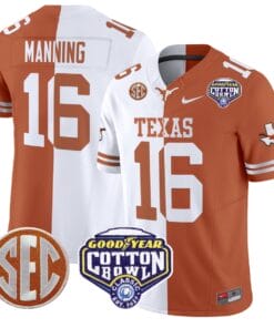 Alternative view of Arch Manning Jersey #16 Texas Longhorns Cotton Bowl Patch Football All Stitched