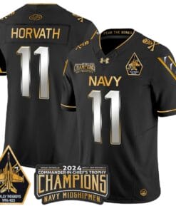 Alternative view of Blake Horvath Jersey #11 Navy Midshipmen Commander-in-chief's Trophy Football All Stitched