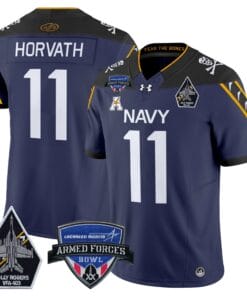 Alternative view of Blake Horvath Jersey #11 Navy Midshipmen 2025 Armed Forces Bowl Patch Football All Stitched