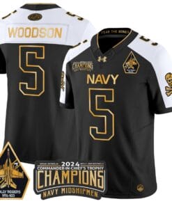 Braxton Woodson Jersey #5 Navy Midshipmen Commander-in-chief's Trophy Football All Stitched