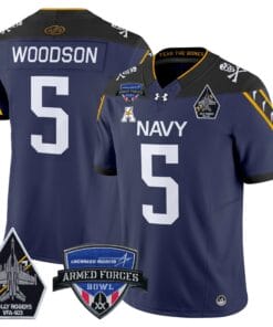 Braxton Woodson Jersey #5 Navy Midshipmen 2025 Armed Forces Bowl Patch Football All Stitched