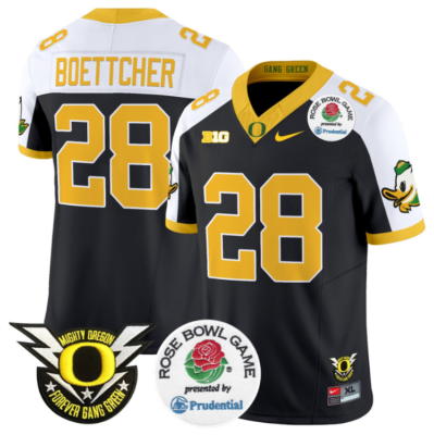 Bryce Boettcher Jersey 28 Oregon Ducks Football 2024 Rose Bowl Black Alternate 1