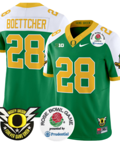 Alternative view of Bryce Boettcher Jersey #28 Oregon Ducks Football 2024 Rose Bowl Football All Stitched