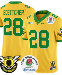 Bryce Boettcher Jersey 28 Oregon Ducks Football 2024 Rose Bowl Stitched Gold