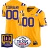 Custom LSU Tigers Jersey 100 Years of Tiger Stadium and Texas Bowl Patch Football All Stitched