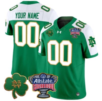 Custom Notre Dame Jersey Name, Number 2024 Sugar Bowl Patch V2 Football All Stitched