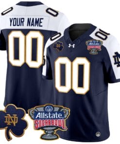 Custom Notre Dame Jersey Name, Number 2024 Sugar Bowl Patch V2 Football All Stitched