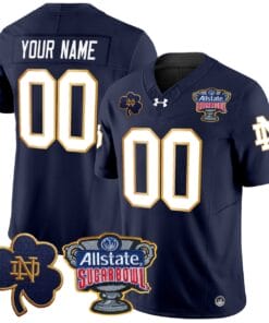 Custom Notre Dame Jersey Name Number 2024 Sugar Bowl Patch V2 Stitched Navy
