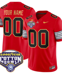 Custom Ohio State Jersey Heritage Stripe Cotton Bowl Patch Red