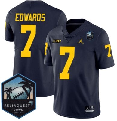 Donovan Edwards Jersey #7 Michigan Wolverines ReliaQuest Bowl Patch Vapor Football All Stitched