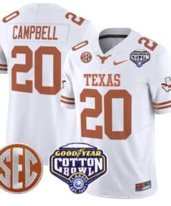 Alternative view of Earl Campbell Jersey #20 Texas Longhorns Cotton Bowl Patch Football All Stitched