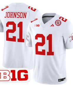 Emmett Johnson Jersey 21 Nebraska Cornhuskers 2024 Vapor V2 Football White
