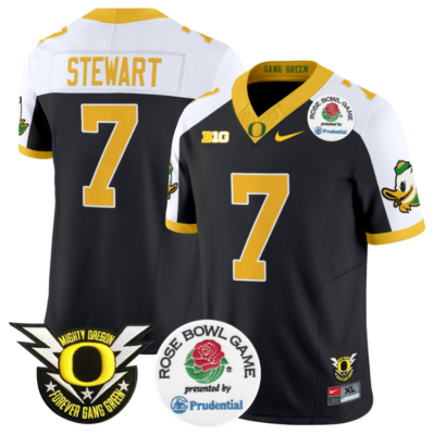 Evan Stewart Jersey 7 Oregon Ducks Football 2024 Rose Bowl Black Alternate 1