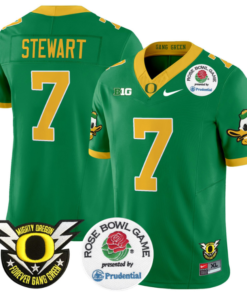 Evan Stewart Jersey 7 Oregon Ducks Football 2024 Rose Bowl Stitched Green