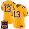 Garrett Nussmeier Jersey #13 LSU Tigers 100 Years of Tiger Stadium Patch Football All Stitched