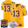 Garrett Nussmeier Jersey #13 LSU Tigers Texas Bowl Patch Football All Stitched