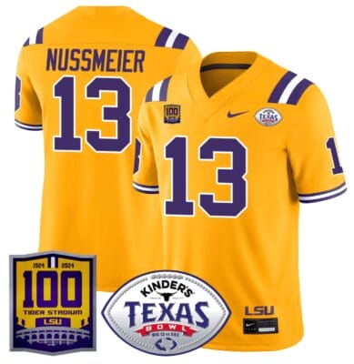Garrett Nussmeier Jersey #13 LSU Tigers Texas Bowl Patch Football All Stitched