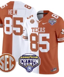 Gunnar Helm Jersey 85 Texas Longhorns Cotton Bowl Patch Stitched Split