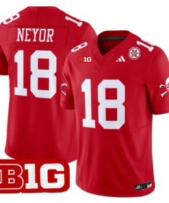 Alternative view of Isaiah Neyor Jersey #18 Nebraska Cornhuskers 2024 Vapor V2 Football All Stitched