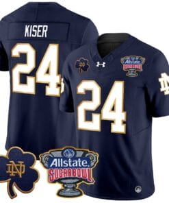 Jack Kiser Jersey 24 Notre Dame 2024 Sugar Bowl Patch V2 Stitched Navy