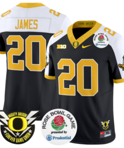 Jordan James Jersey 20 Oregon Ducks Football 2024 Rose Bowl Black Alternate