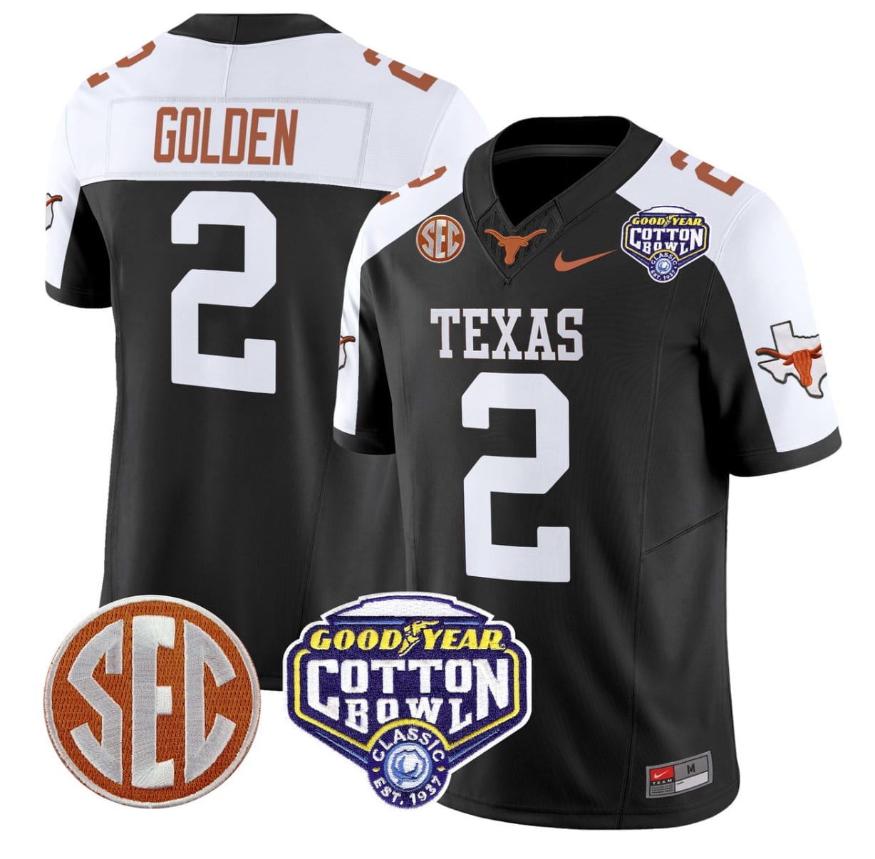 Matthew Golden Jersey #2 Texas Longhorns Cotton Bowl Patch Football All Stitched 2 Matthew Golden Jersey #2 Texas Longhorns Cotton Bowl Patch Football All Stitched - Image 2