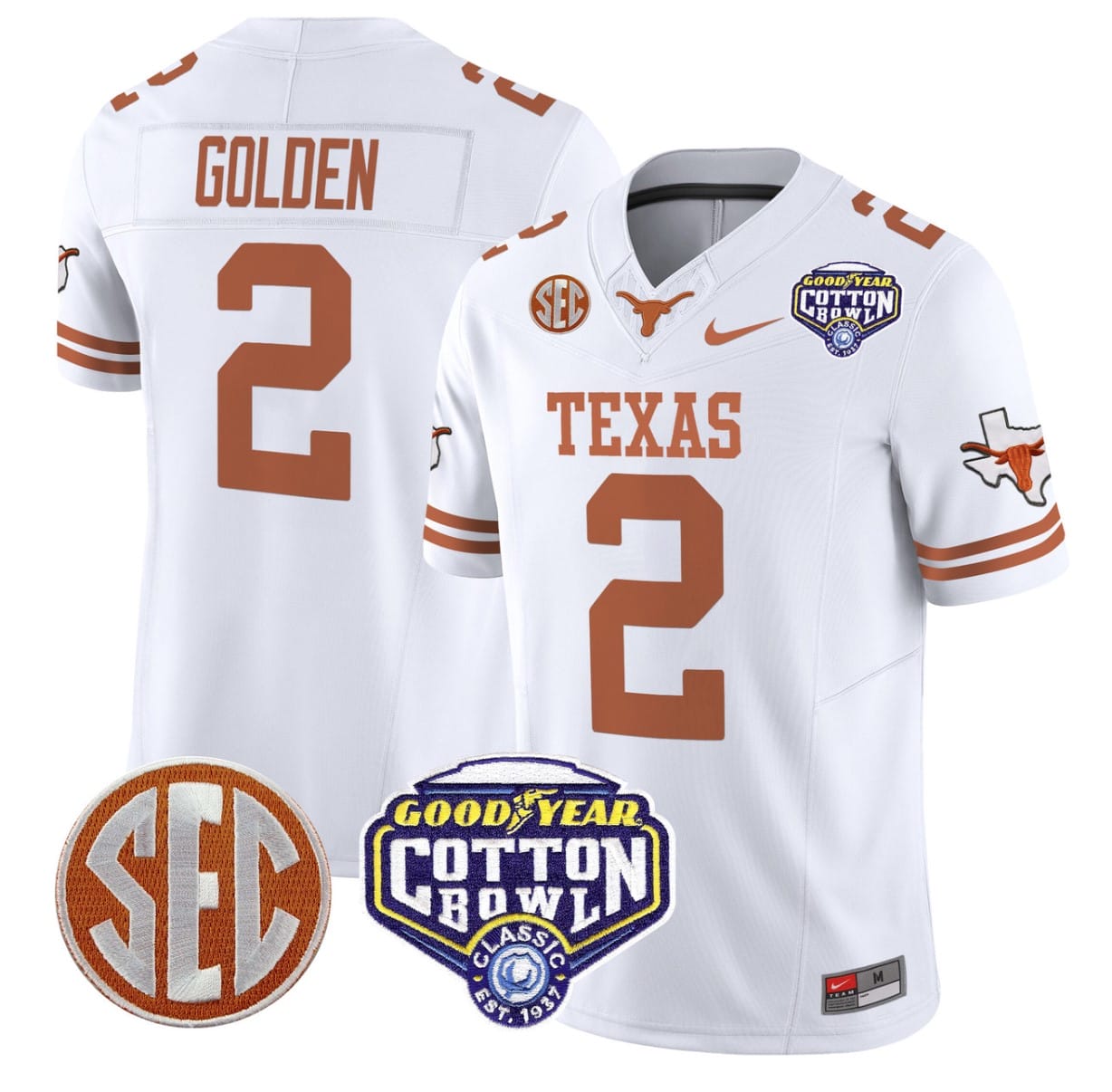 Matthew Golden Jersey #2 Texas Longhorns Cotton Bowl Patch Football All Stitched 3 Matthew Golden Jersey #2 Texas Longhorns Cotton Bowl Patch Football All Stitched - Image 3