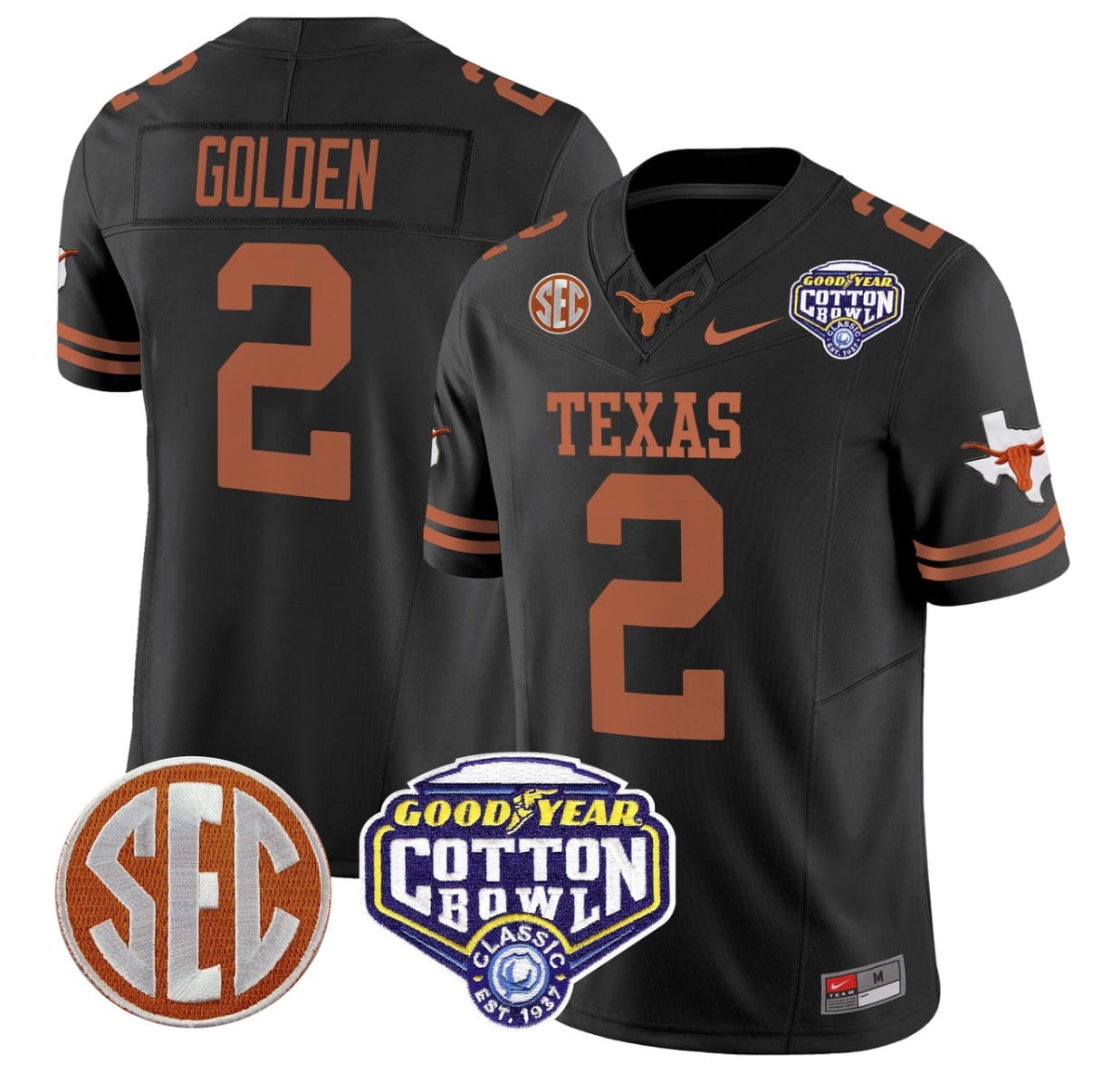 Matthew Golden Jersey #2 Texas Longhorns Cotton Bowl Patch Football All Stitched 6 Matthew Golden Jersey #2 Texas Longhorns Cotton Bowl Patch Football All Stitched