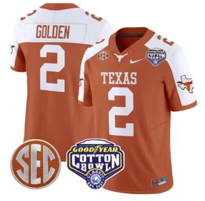 Matthew Golden Jersey #2 Texas Longhorns Cotton Bowl Patch Football All Stitched 16 Matthew Golden Jersey #2 Texas Longhorns Cotton Bowl Patch Football All Stitched