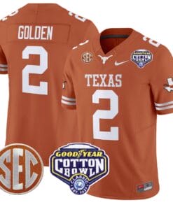 Matthew Golden Jersey #2 Texas Longhorns Cotton Bowl Patch Football All Stitched 9 MNMWCSA