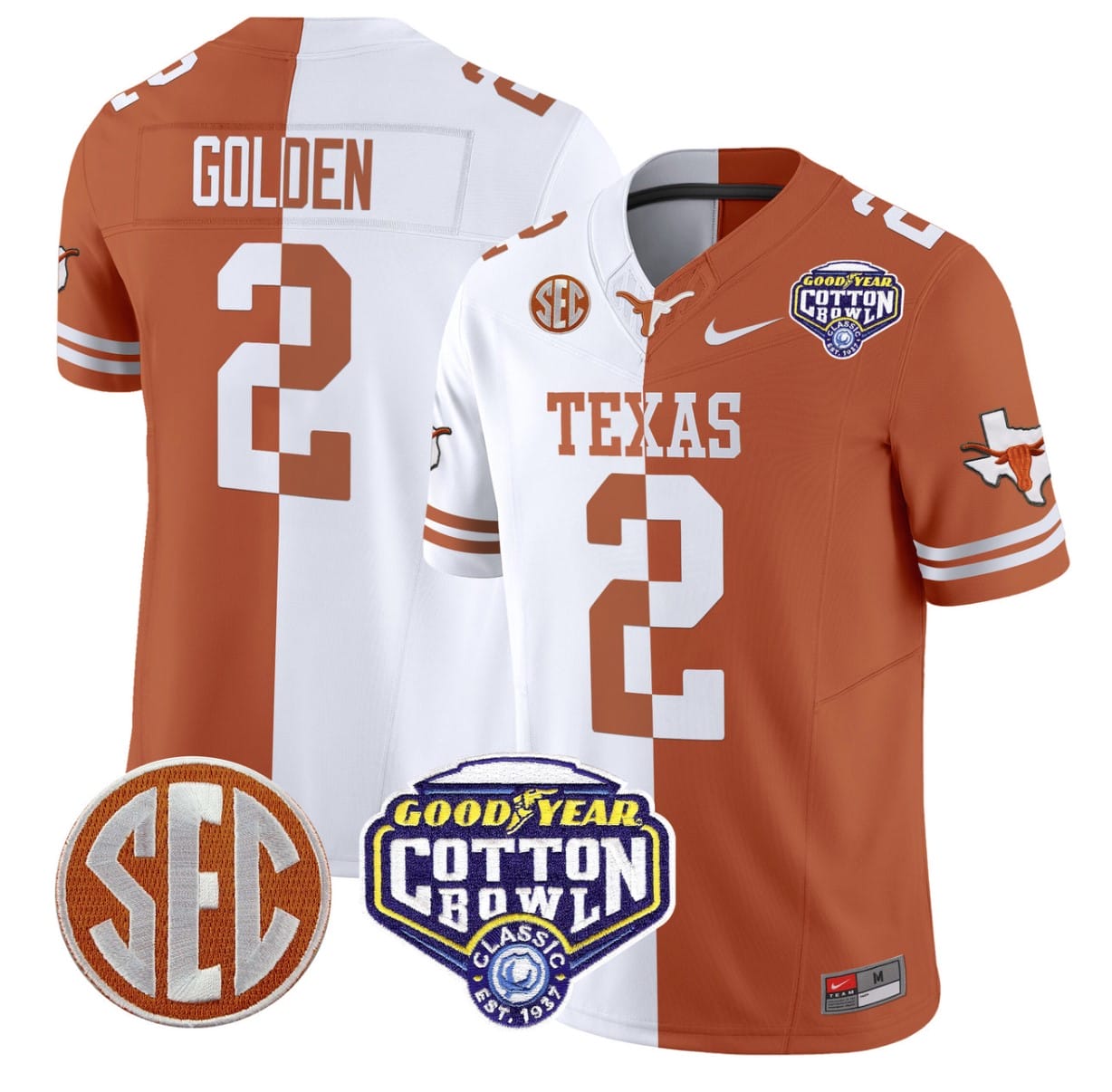 Matthew Golden Jersey #2 Texas Longhorns Cotton Bowl Patch Football All Stitched 5 Matthew Golden Jersey #2 Texas Longhorns Cotton Bowl Patch Football All Stitched - Image 5