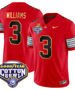 Miyan Williams Jersey 3 Ohio State Heritage Stripe Cotton Bowl Red