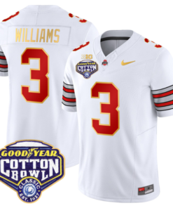 Alternative view of Miyan Williams Jersey #3 Ohio State 'Heritage Stripe' Cotton Bowl Football All Stitched