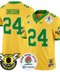 Oregon Jersey 24 Oregon Ducks Football 2024 Rose Bowl Stitched Gold