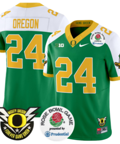 Oregon Jersey 24 Oregon Ducks Football 2024 Rose Bowl Stitched Green Alternate