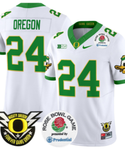 Oregon Jersey 24 Oregon Ducks Football 2024 Rose Bowl Stitched White