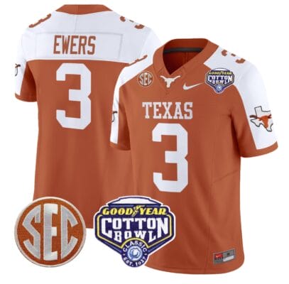 Quinn Ewers Jersey #3 Texas Longhorns Cotton Bowl Patch Football All Stitched