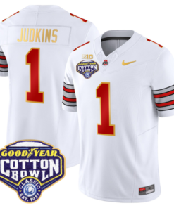 Quinshon Judkins Jersey 1 Ohio State Heritage Stripe Cotton Bowl White