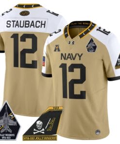Roger Staubach Jersey #12 Navy Midshipmen 2024 Jolly Rogers Patch Football All Stitched
