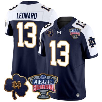 Riley Leonard Jersey #13 Notre Dame 2024 Sugar Bowl Patch V2 Football All Stitched