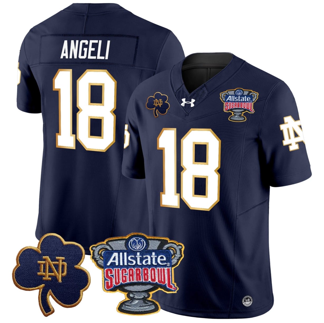 Steve Angeli Jersey #18 Notre Dame 2024 Sugar Bowl Patch V2 Football All Stitched 3 Steve Angeli Jersey #18 Notre Dame 2024 Sugar Bowl Patch V2 Football All Stitched - Image 3